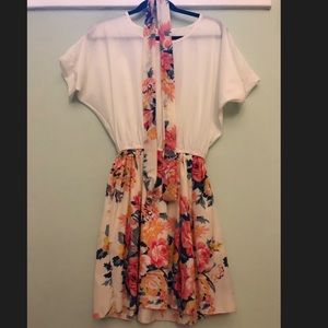 Cute white and floral short sleeve dress